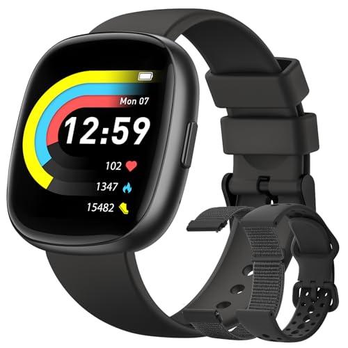 Image of Smart watch for Men Women Fitness: 1.83 inchFitness Tracker with Blutooth Call 24 /7 Heart Rate SpO2 Sleep Monitor IP68 Waterproof 120+Sport Mode Activity Tracker Compatible iPhone Android Phones (3 Bands)