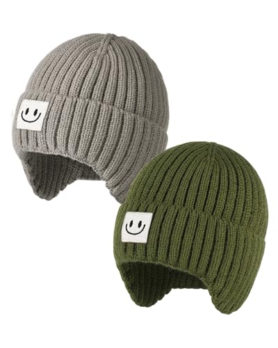 Image of FURTALK Baby Beanie Toddler Winter Warm Hat Infant Soft Fleece Lined with Earflap Cute Knit Kids Caps