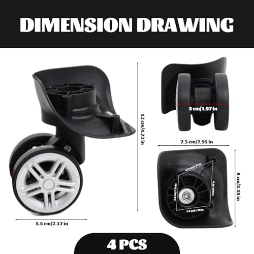 Suitcase Wheels Replacement, Luggage Wheels Replacement, 4PCS 360° Rotating Mute Suitcase Wheels Replacement, Strong-Load Luggage Replacement Wheels, Plastic Wheels for Luggage, Luggage Wheels2