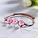 RINHOO Handmade Dry Pressed Flower Cherry Blossom Gemstone Glass Cover Charms Adjustable Rope Strand Bangle Bracelet Women Jewelry(Rose)