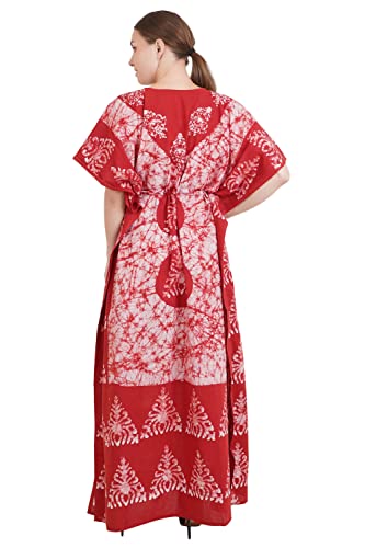 Image of Onekbhalo Women's Cotton Floral Kaftan Nighty Maxi Gown (OK Free Size)