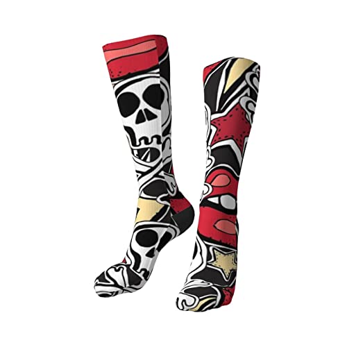 zsst Calcetines para mujeres hombres Heavy Metal Rock Punk Skull Music Death High Knee Calcetines Casual Crew Compresión Calcetines