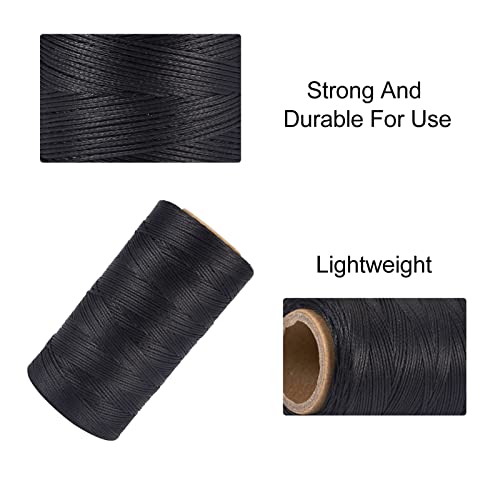 Pandahall 260 Meters/Roll 1mm Flat Waxed Polyester Cord Thread DIY Craft Sewing Beading Cord String (Black) - Image 2