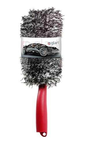 Glart 44FB2 Premium microfibre car rim brush with removable cover for expensive rims - car care for aluminium rims, use before tyre shine. From rim bed to spokes