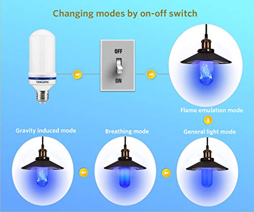 Texsens Led Blue Flame Effect Light Bulbs - 4 Modes Flickering Fire Flame With Upside-Down Effect, Simulated Decorative Lights Vintage Flaming Lamp For Halloween/Christmas Decoration/Party/Bar- 2 Pack #TOP5