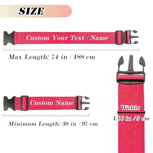 Personalized Luggage Straps, Custom Adjustable Suitcase Belt Embroidered with Name/Text, 2" W Travel Strap TSA Secure Bag Band Closure Gifts for Traveler Businessman - Adjusts from 38" to 74" L3