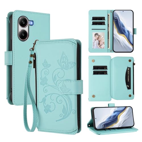 Cover Compatibile con Xiaomi Poco X7 Pro con Redmi Turbo 4 5G Cordinoã€5 Portacarteã€ã€Portafoglio a cernieraã€ã€Chiusura magnetica〠Stand Flip Custodia Blue