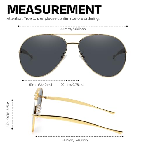 SODQW Oversized Aviator Sunglasses for Women Men Trendy Metal Sun Glasses With Double Bridge UV Protection4