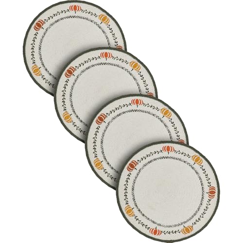 VHC Brands Braided Cotton Pumpkin Bounty Stencil Placemat 14 inch