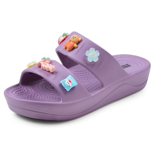 Image of DOCTOR EXTRA SOFT Women's Comfort Double Straps EVA Slip-On Slippers with Cute Charms| Lightweight, Trendy Summer Beach, Pool, Indoor & Outdoor Wear Slide| Soft Cushion Sole Sandals Daily Mules D-540