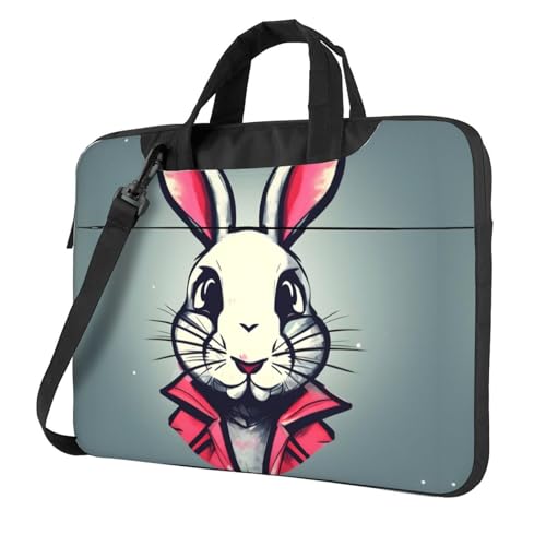 Housse ordinateur portable 14 pouces sacoche bandoulière motif lapin noir