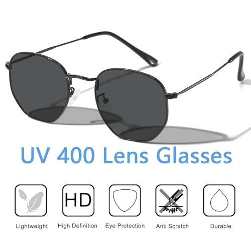 Metal Hexagonal Polarized Sunglasses Small Frame Unisex Shades for Women Men UV Protection Lightweight Glasses4
