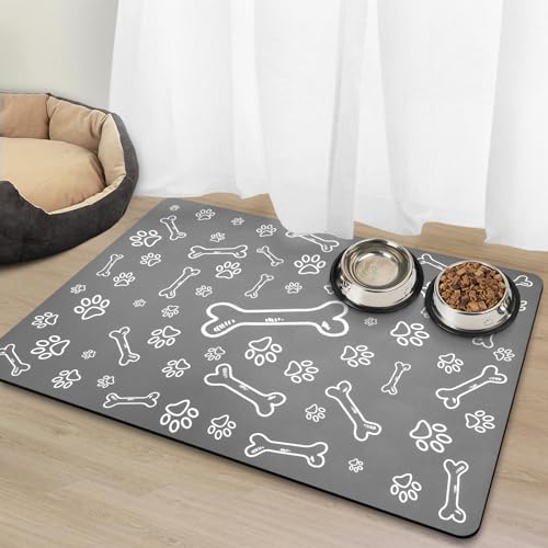 Eaersan - EAERSAN Absorbent Pet Feeding Mats for Dogs,Cats and Messy Drinkers-Easy Clean and No Stains,Quick Dry Dog Food Mat for Floor Waterproof,Rubber Dog Water Bowl and Cat Food Mat for a Clean Feeding Area