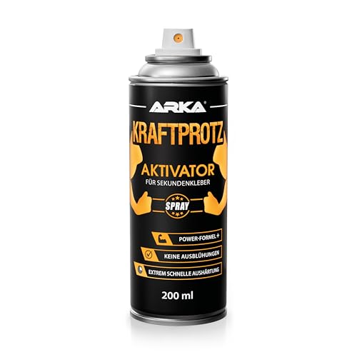 Superglue Activator Spray KRAFTPROTZ 200ml Accelerator for instant bonding in 14s residue-free & fast-drying for cyanoacrylate glue on plastic glass wood metal professional spray can