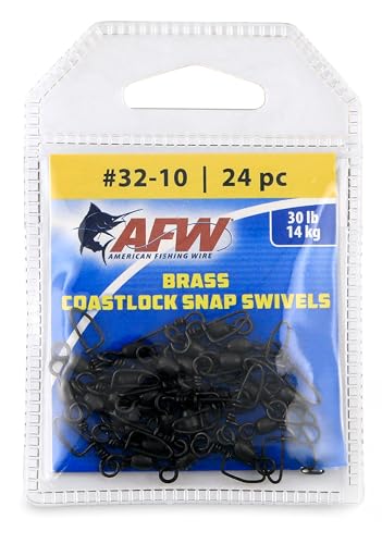 AFW Brass Coastlock Snap Swivels Heavy Duty Fishing Gear, #10, 30lb - 24pc