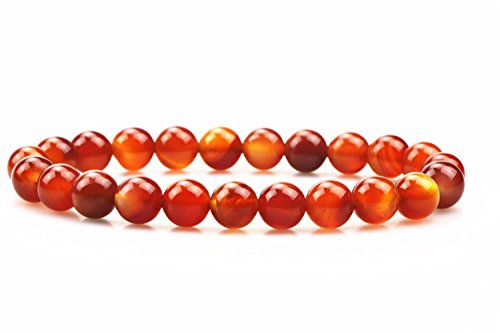 Natural Gemstone Semi Precious Round Beads Bracelet 8mm Handmade Stretch Bracelet Unisex Jewelry (Stripe Agate)