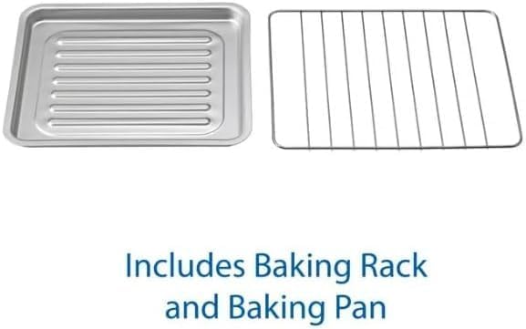 Mainstay Toaster Oven Combo Kitchen Appliances, Fits 9” Pizza, 4 Slice Capacity, Powerful Circulation, Auto Shutoff, Includes Baking Rack Pan Quartz, up to 60 Min, Easy Clean ~ (Sage Green)