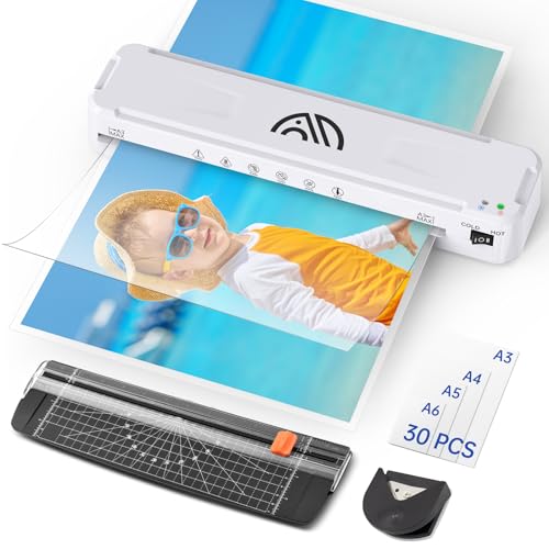 Buyounger Laminator Machine, 13 Inch Laminator with Fast Warm-up for A3/A4/A5/A6, A3 Laminator Machine with 30 Laminating Sheets, Thermal and Cold Laminating Machine 11X17 for Home School Office