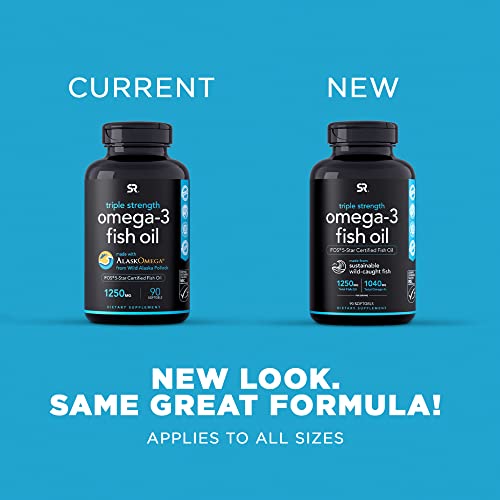 Sports-Research-Triple-Strength-Omega-3-Fish-Oil-Burpless-Fish-Oil-Supplement-wEPA-DHA-Fatty-Acids-from-Wild-Alaskan-Pollock-Heart-Brain-Immune-Support-for-Men-Women-1250-mg-90-ct