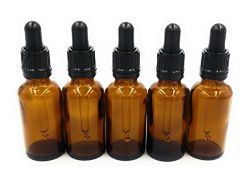 Preisvergleich Produktbild Fünf 20ml Bernsteinbraunglasflaschen mit Dropper Pipetten