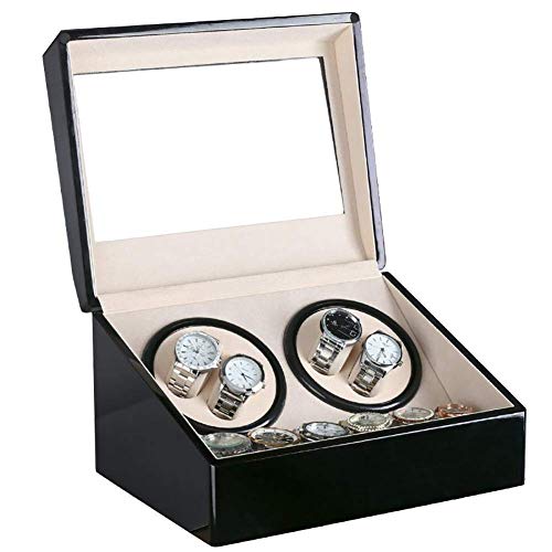 Expositor automático para 4 relojes de madera con giro negro 6