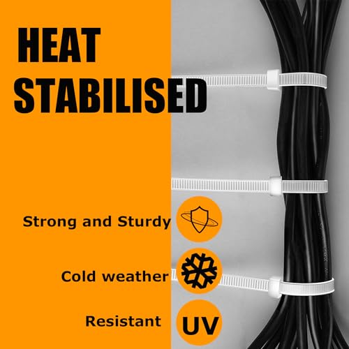 WISLIGHT Reusable Zip Ties Self-Locking Plastic Wire Ties Electrical Cable Ties 120 Lbs Tensile Strength Releasable Adjustable Nylon Cable Zip Ties 100 PCS 6+8(Small)+8+10 Inch x0.3inch — view 2