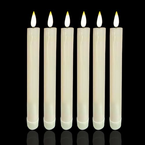 Bougies coniques LED sans danger avec minuterie 6h lot de 6 à flamme vacillante