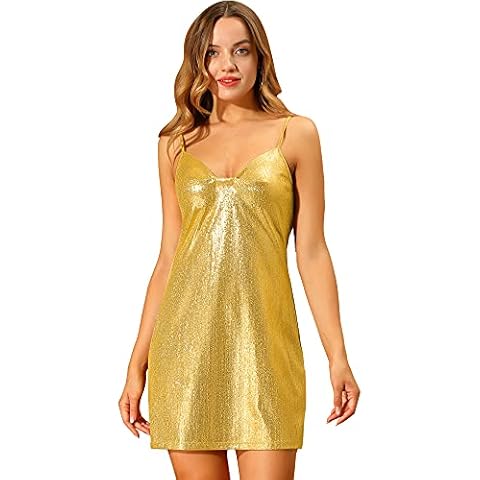 Allegra K Minivestido De Fiesta con Tirantes Brillantes para Mujer Cover