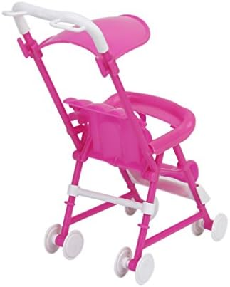 Gazechimp 2 x pink doll furniture set for Barbie dolls - baby swing bed + pram