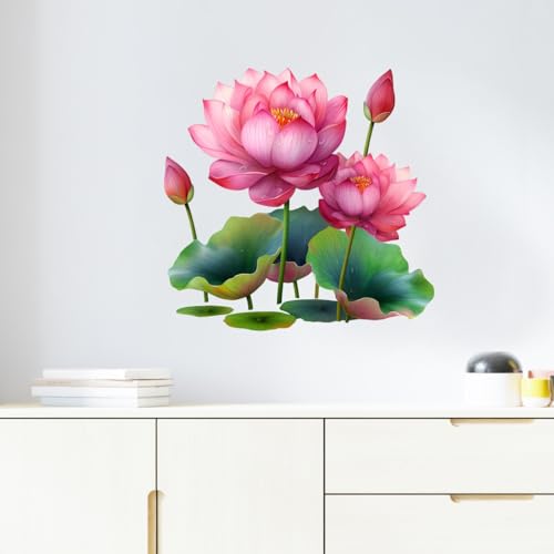 Image of Decal O Decal Elegant Lotus Flower Wall Sticker for Living Room & Bedroom Self Adhesive Wall Sticker