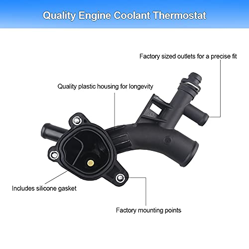 WMPHE Engine Coolant Thermostat Housing Water Outlet with Sensor Compatible with Chevy Cruze, Sonic, Trax and Buick Encore 1.4L Replaces 25193922, 15-11105, 902-846, 55565334, 1511105, 902846 - Thumbnail 2