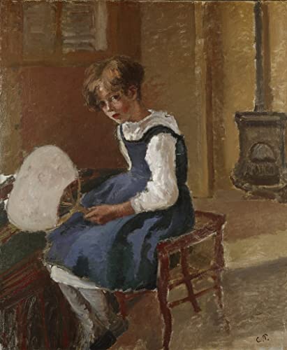 Lienzo decorativo de Jeanne con abanico por Pissarro, cuadro de pared para dormitorio 60x90cm