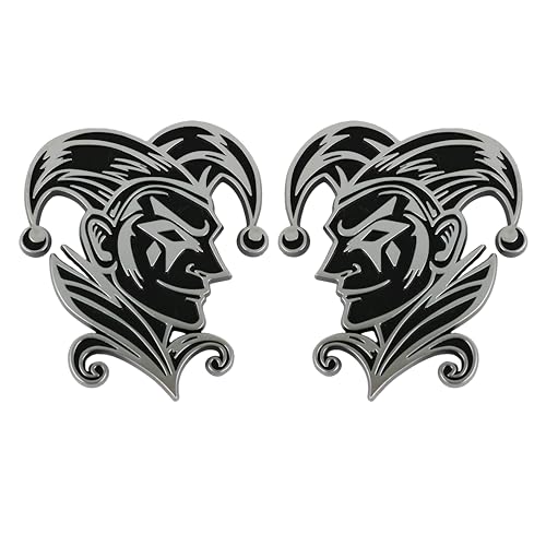 Image of Joker Emblem 3D Jester Badge - Custom Car Decal Sticker for Car, Truck, SUV - Durable Exterior Trunk, Hood, Fender (Set of 2) (Chrome)