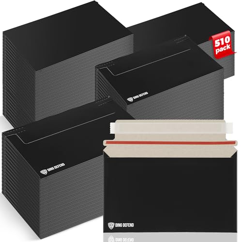 Card Shipping Envelopes 510 Pack - 7 x 4.35 Inches Trading Cards Self-Adhesive Black Mailers, Perfect Fit for Ding Defend Protectors Semi-Rigid Sleeves & Toploaders - Hobby Mailing Supplies
