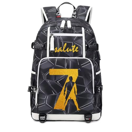 ELFJE Soccer Player 7 Individualized Laser Mechanical Laptop Multifunction Backpack Travel Daypack Fans Bag