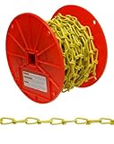 Campbell PD0722087 Low Carbon Steel Inco Double Loop Chain on Reel, Yellow Polycoated, 2/0 Trade...