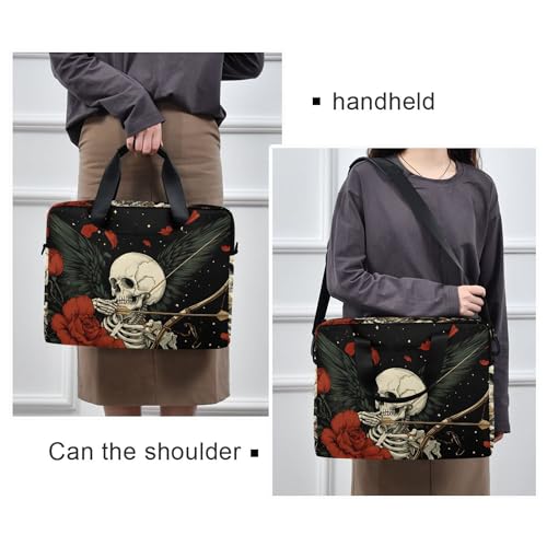 Maletín para portátil con diseño calavera y rosa, 13-15.6 pulgadas miniatura 2