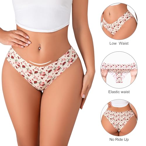 Image of DEANGELMON Seamless Underwear for Women No Show Bikini Panties Comfortable Stretch Invisible Ladies Hipster Briefs