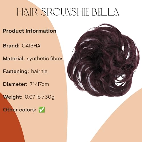 CAISHA Synthetic Fiber Hairpiece Scrunchie Scrunchy Updo Slightly Wavy Wine Red G20B