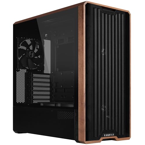 Lian Li Lancool 217 PC-Gehäuse Schwarz | ATX Midi-Tower, Tempered Glass, 5 Lüfter, Walnussholz, Mesh-Front, Back-Connect-kompatibel