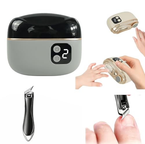 Tagliaunghie Elettrico, Tagliaunghie Elettrico Automatico 3 In 1 + Taglia Unghie Inclinato per Unghie Spesse, Regolazione a tre Velocità, Con Luce LED，Ideale per Tutte le Esigenze di Cura Delle Unghie