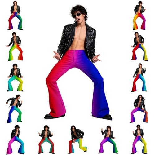 Eauptffy Pantalon évasé pour homme - Dégradé de couleurs - Legging évasé - Pantalon de survêtement taille haute - Pantalon de sport stretch - Pantalon de jogging respirant - Pantalon de loisirs – vue 2