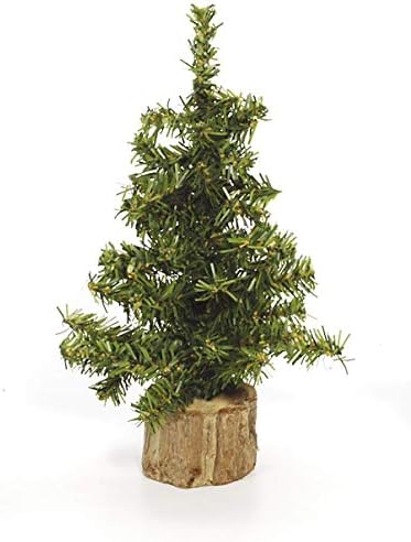 Darice Mini Canadian Pine Tree with Wood Base (1pc), Green – Spread Holiday Décor Around Your Home – Artificial Tree Has 49 Tips and Works Great with Mini Ornaments and Lights, 8”