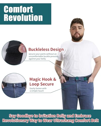 Magic Buckleless Men's Stretch Belts: Comfort Revolution- Hook-Loop Adjustable No Buckle Elastic Belt for Jeans Khaki, 32-48"4