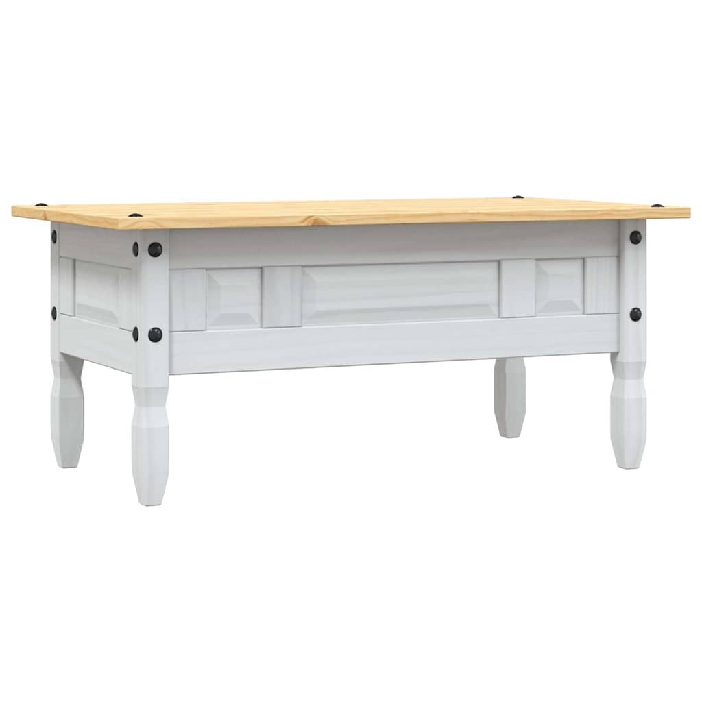 vidaXL Legno Pino Messicano Tavolino caffè Corona Range con Cassetto Rustico Robusto Elegante Tavolo Basso da Salotto Bianco e Marrone 100x55x44 cm