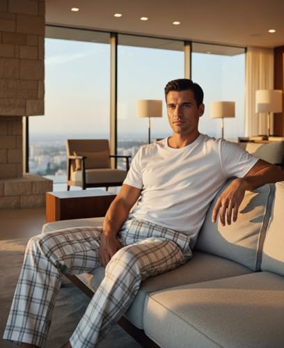 Andrew Scott Mens Executive Soft Pajama Set | 2 pc Crew Top & Drawstring Bottoms LoungeWear3