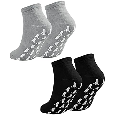 Jinlaili 2 Pairs Non-slip Grip Socks for Womens Mens, Yoga Pilates Socks with Grips, Sport Socks for Yoga, Pilates, Barre Trampoline Fitness, Anti Slip Cotton Socks Yoga Socks, Size UK 4-9 / EU 37-42 Cover