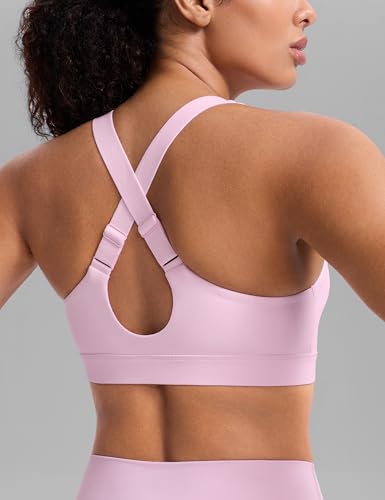 Image of CRZ YOGA Butterbreeze Cross Back Sports Bras | Medium Support, Removable Pads, Training, Fast Dry, Scoop Neck, Cut-Out, Adjustable Wide Straps, for Women
