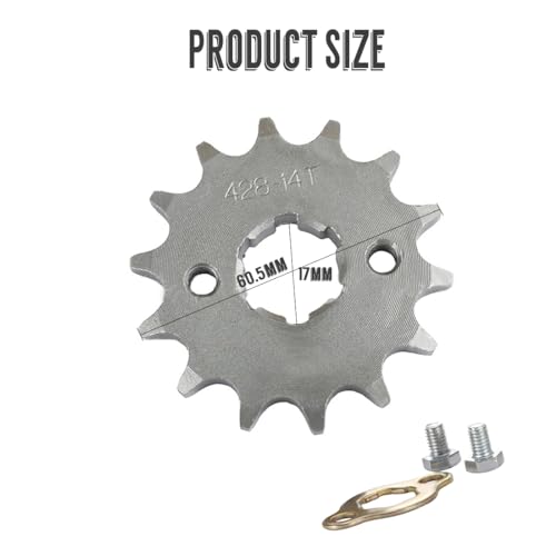 428 14 T 17mm Motorrad Motor Kettenritzel Kettenräder kleines Ersatz, Zähne Gegen Ritzel Für Motorrad, Kettenrad Vorne Ersatz für 50ccm 70ccm 90ccm 110ccm 125ccm Moped Motorcycle Dirtbike ATV Quad