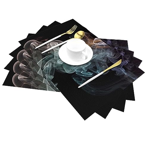 Sets de table imprimé fumée psychédélique lavables anti-tache pour protéger la table - 5